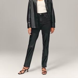 Abercrombie & Fitch Mixed Fabric High Rise Curve Love 90s straight jean